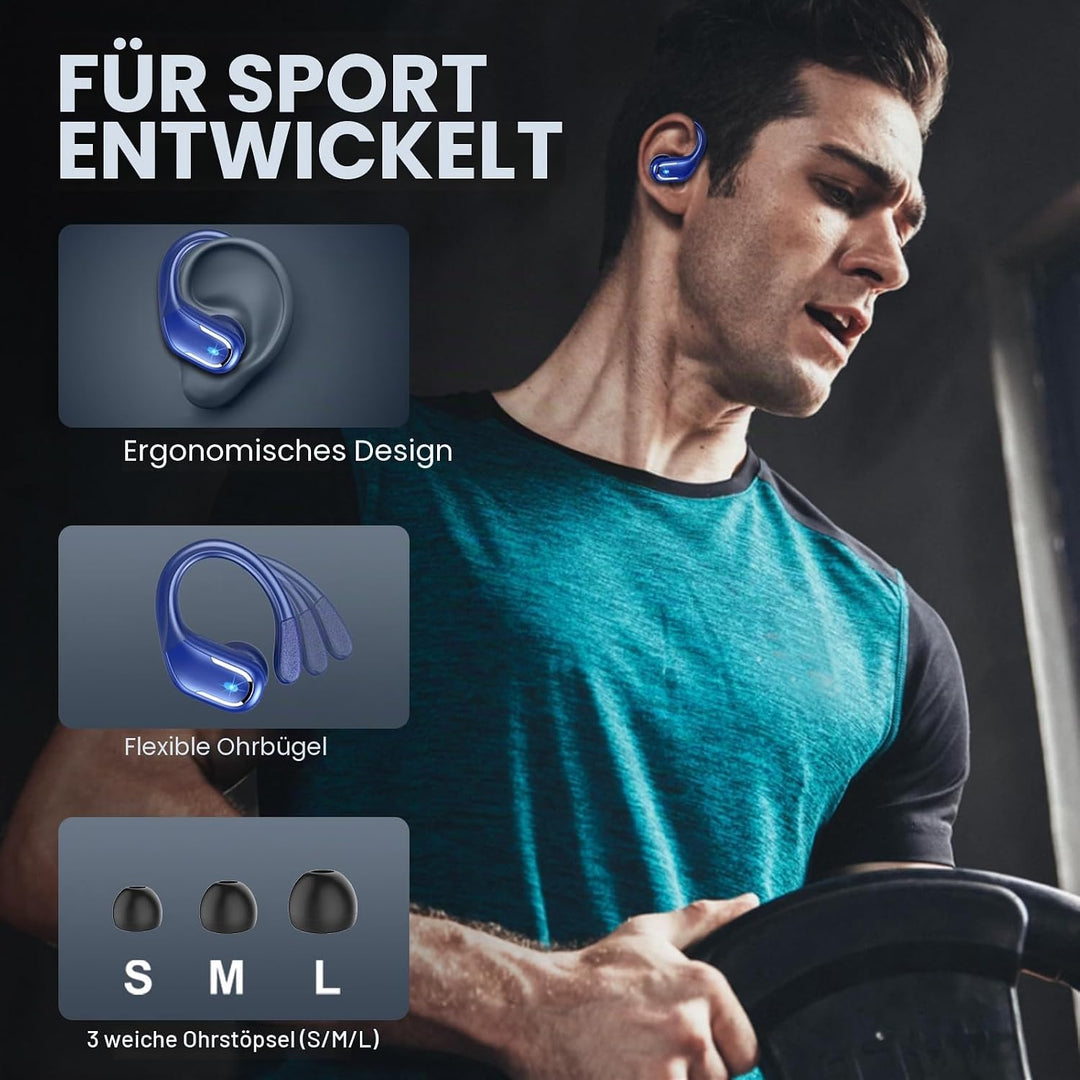 Bluetooth Kopfhörer Sport, In Ear Kopfhörer Bluetooth 5.4 mit 3D Bass HiFi-Stereo, 75Std 4 ENC Noise
