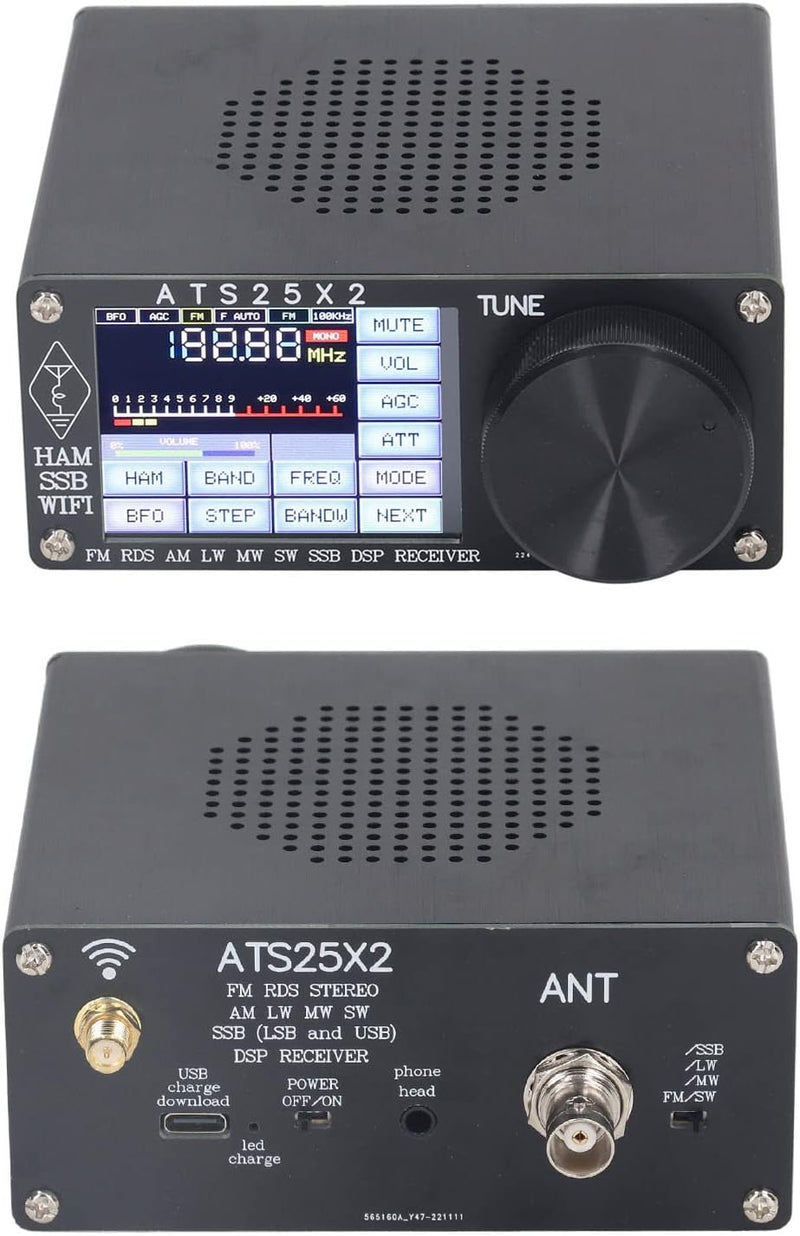 ATS25X2 Vollband Funkempfänger, DSP Empfänger FM LW MW SW SSB Kurzwellenempfänger mit 2,4 Zoll Farb