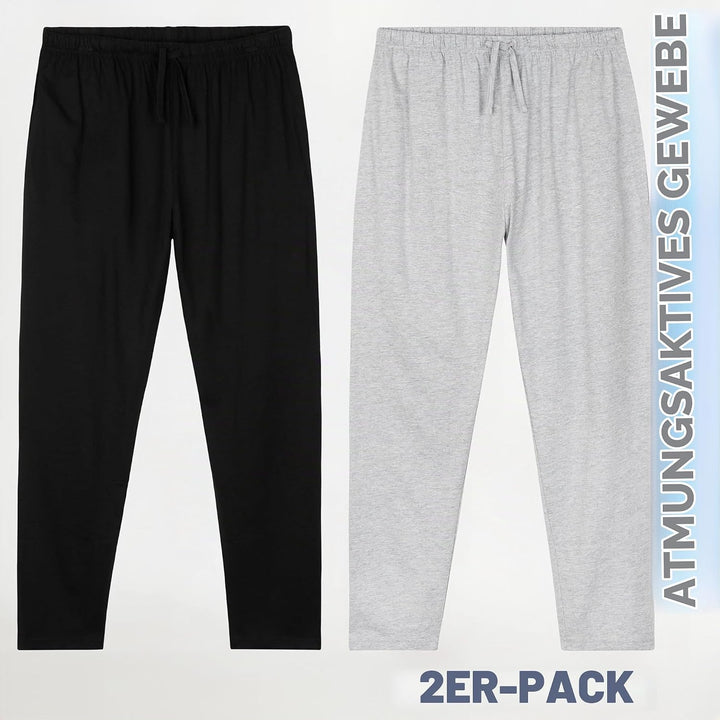 CityComfort Herren Schlafanzughose Lang mit Seitentaschen &amp; elastischem Bund, 2er Pack XXL Bund mit