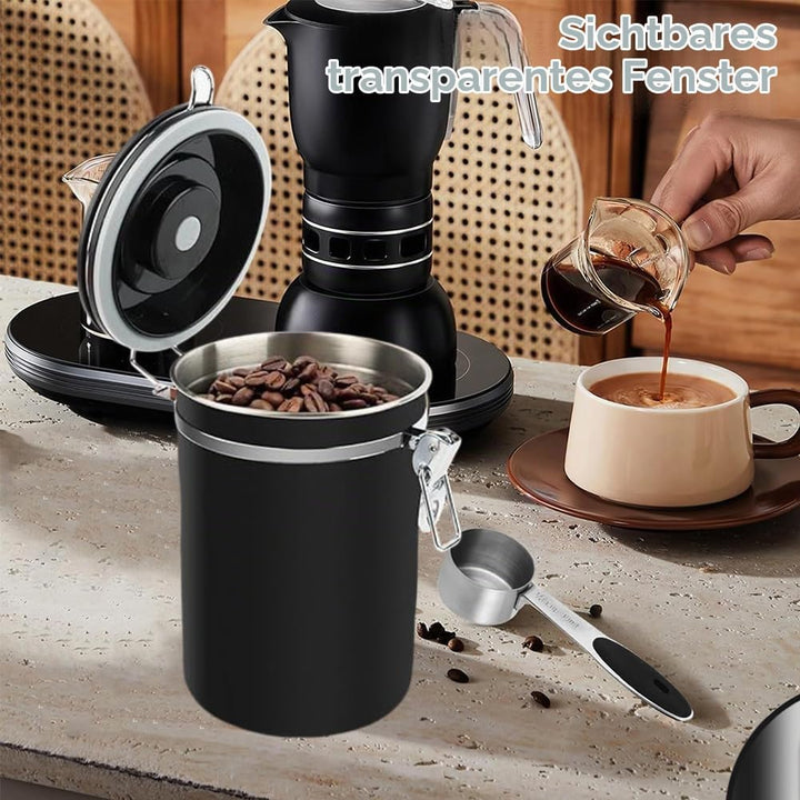 Kaffeedose, Kaffeebohnenbehälter, Vakuum Kaffee Dose, 2,8 L Kaffeebohnen aus Edelstahl, mit Datumsan
