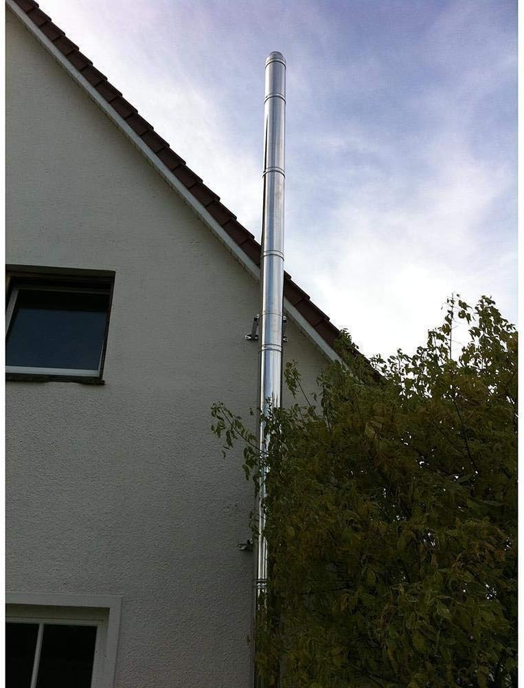 H&M DW New-Line Schornstein-Paket 8,2m Ø 120mm Edelstahl Bausatz doppelwandig 25mm Isolierung 0,5mm