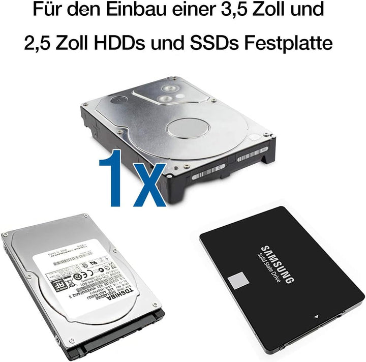 FANTEC 1973 DB-ALU31 Externes Festplattengehäuse (für den Einbau einer 3,5 Zoll und,2,5 Zoll SATA SA