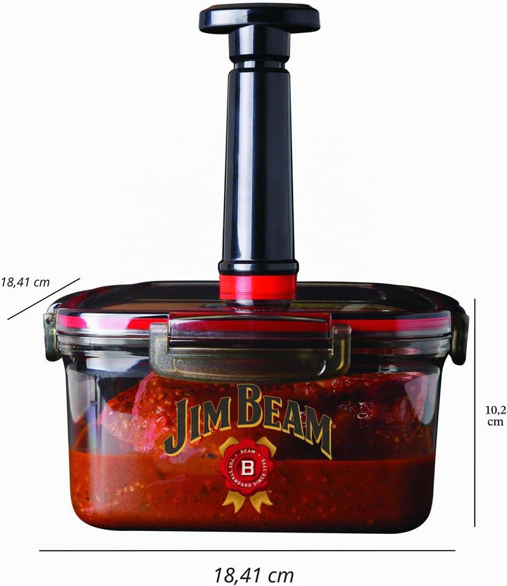 Jim Beam Vakuum versiegelte Pumpe, entfernt Luft aus der Marinadebox, schneller Prozess, Grillen und