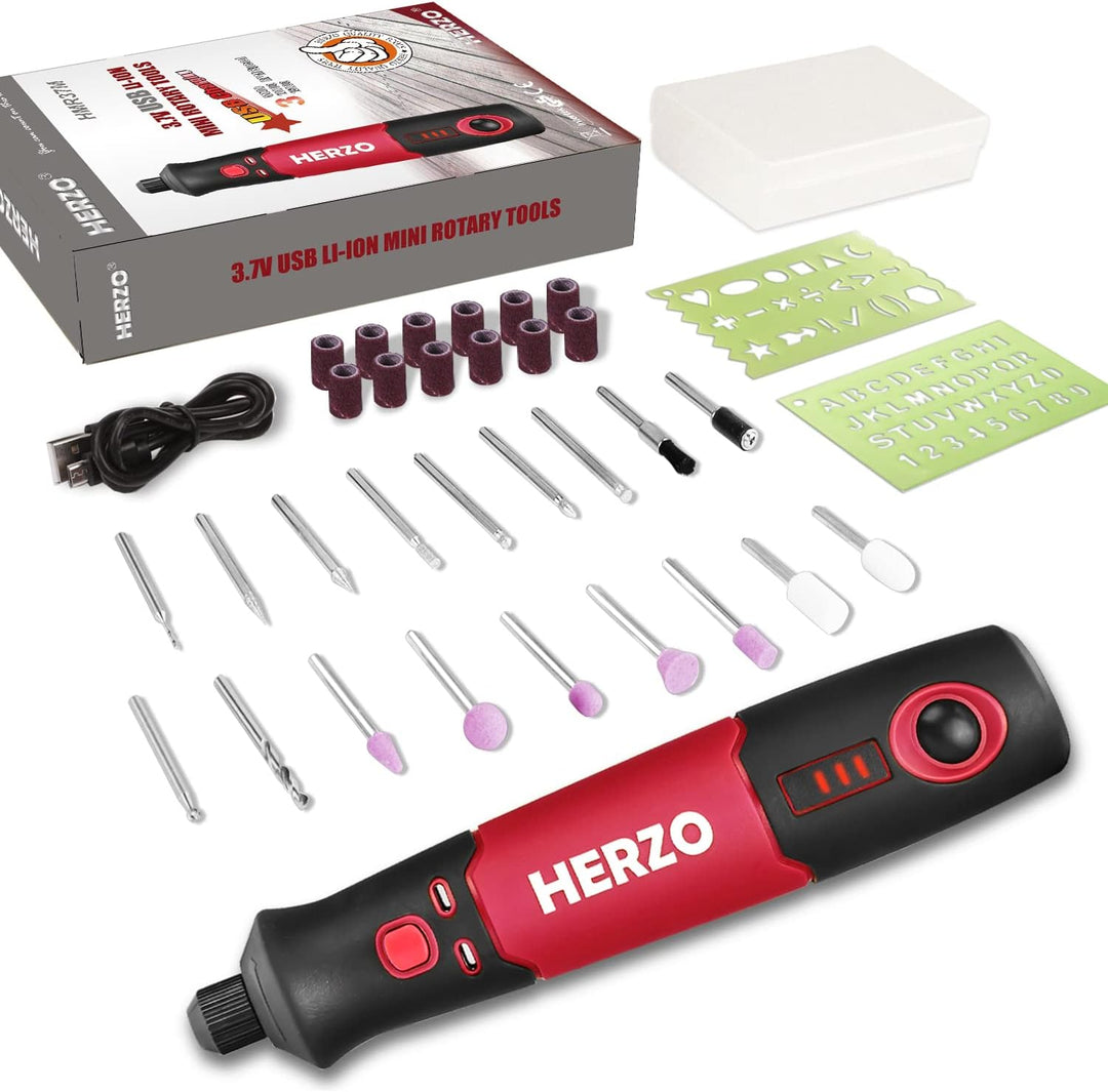 HERZO Mini Multifunktionswerkzeug, 3.7V Li-Ion Akku Mehrzweckschleifmaschine, mit 3 variabler Drehza