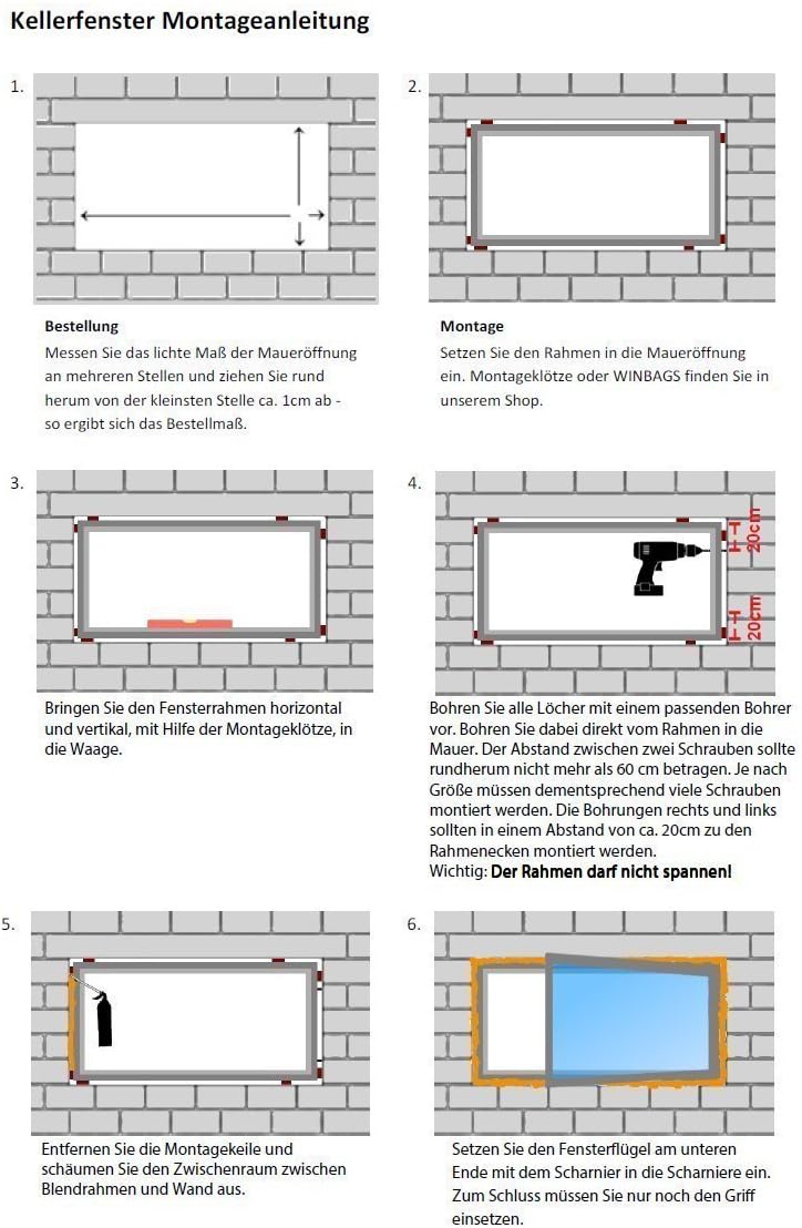 Kellerfenster - Kunststoff - Fenster - innen weiss, aussen anthrazit - BxH: 100 x 50 cm - 1000 x 500
