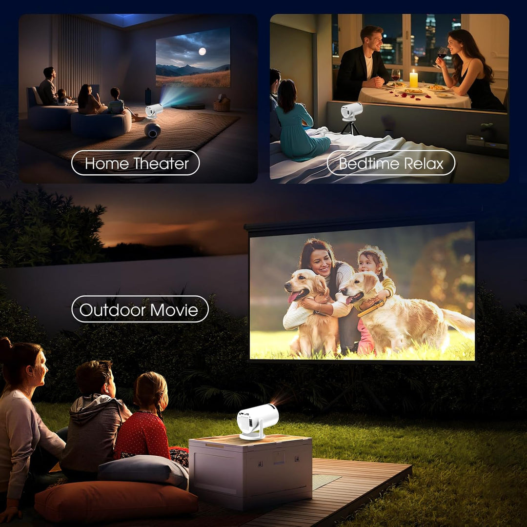 [Bulit-in App] Mini Beamer 1080P FHD 4K 2024 Projektor Dual Control mit Maus Android TV Auto Keyston