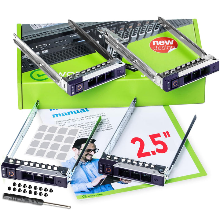 WorkDone 4er Pack - 2,5-Zoll Hard Drive Caddy Tray - kompatibel für Dell PowerEdge Server und XC-Ser