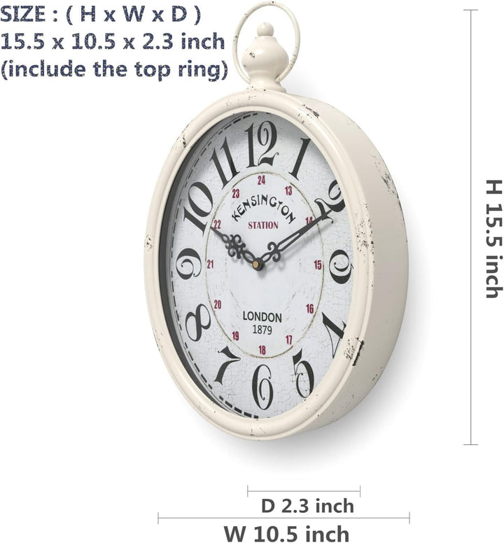 Menterry Rechteck Retro-Wanduhr, altmodisches antikes Design, rustikaler Vintage-Stil, batteriebetri