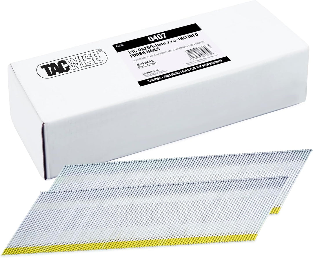 TACWISE 0407 verzinkte gewinkelte Stauchkopfnägel, Typ DA 15G / 64 mm, D‘-Kopf, Packung mit 4000 Stü