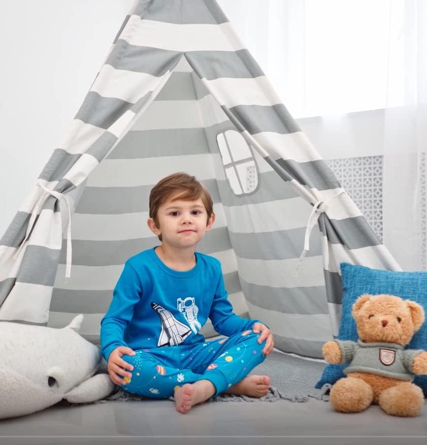 Jungen Pyjama Langarm 4-teilig Kleine Kinder Nachtwäsche Schlafanzug Set 2-14 Jahre, 4 Stück Bl