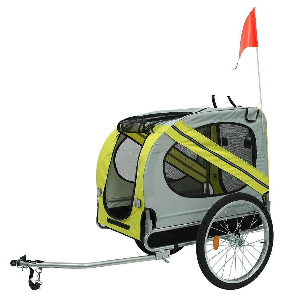 Klappbarer Hundefahrradanhänger, Fahrradanhänger mit Sicherheitsgurt und Flagge, Hundeanhänger Max.
