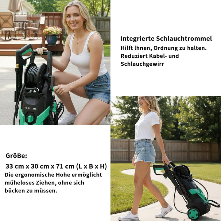 2026New Hochdruckreiniger, Druck max 180 bar, 6-in-1-Düse, Fördermenge: 420 l/h, Flächenleistung: 50
