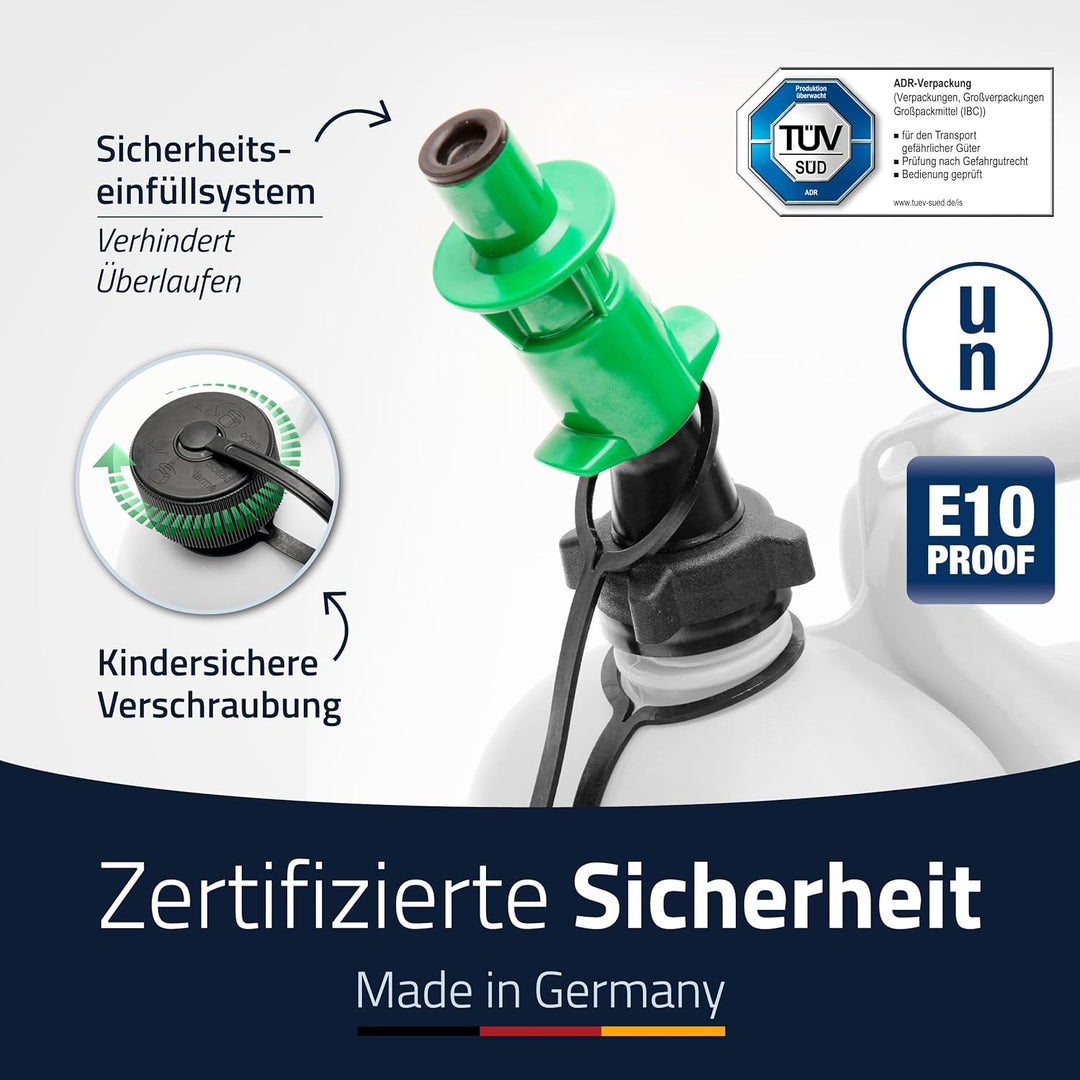 hünersdorff 804962 PROFI Doppelkanister / Kombikanister für Kraftstoff und Öl mit Satteltasche und z