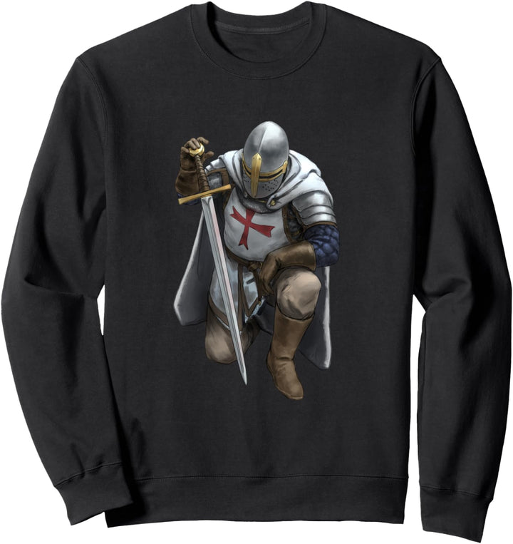 Kniender Tempelritter-Krieger mit Kreuz und Kettenhemd Sweatshirt