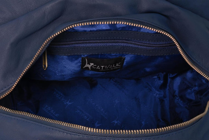 Catwalk Collection Handbags - Leder - Umhängetasche/Shopper/Tote - CAZ Blau, Blau