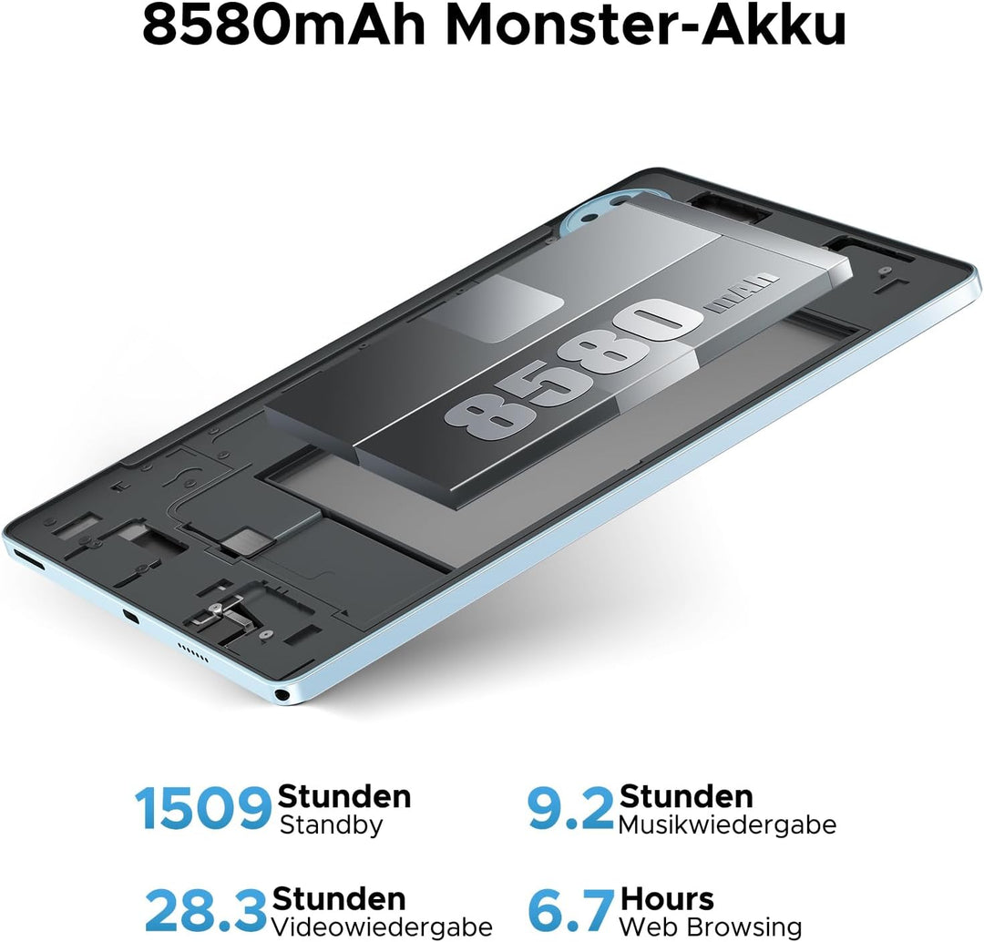 U11 Android 16 Tablet 11 Zoll Gemini AI 16GB RAM +128GB ROM (2TB TF), 8580mAh Gaming Tablet Unisoc T