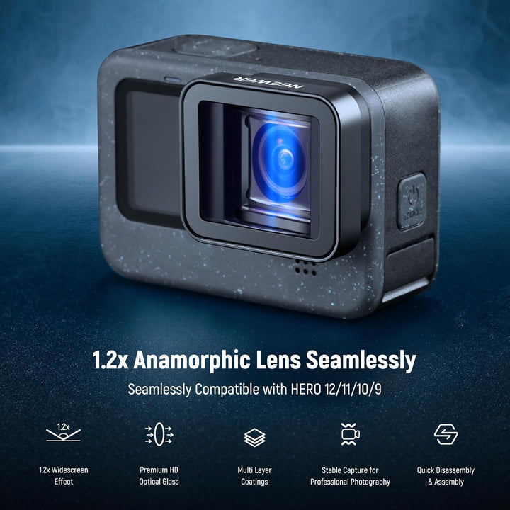 NEEWER 1,2X Anamorphotisches Objektiv kompatibel mit GoPro Hero 13 12 11 10 9 Black Breitbild Kinoef