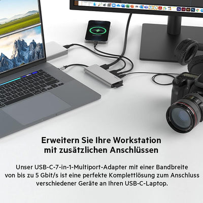 Belkin 7-in-1-Multiport-USB-C-Hub (mit 4K HDMI, USB-C, 2x USB-A, 3,5-mm- Audioklinke, SD 3.0- und mi