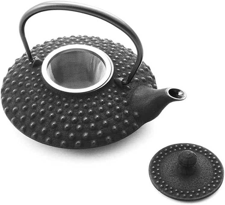 Iwachu Teekanne Gusseisen. Japanische Kyusu Hira Arare, Original, Schwarz 500ml, 0,5 Liter Sieb-Eins