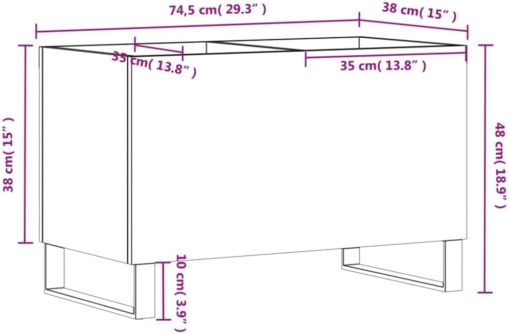 vidaXL Plattenschrank Grau Sonoma 74,5x38x48 cm Holzwerkstoff, Grau Sonoma