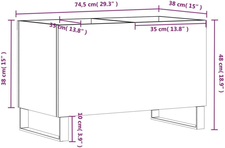 vidaXL Plattenschrank Grau Sonoma 74,5x38x48 cm Holzwerkstoff, Grau Sonoma