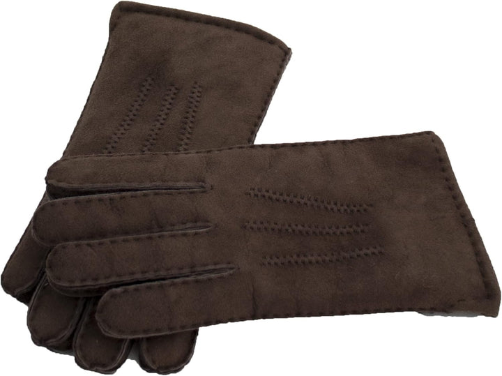 Reissner Lammfelle warme Merino Lammfell Handschuhe für Damen und Herren HDS-FINGER1 in beige, braun