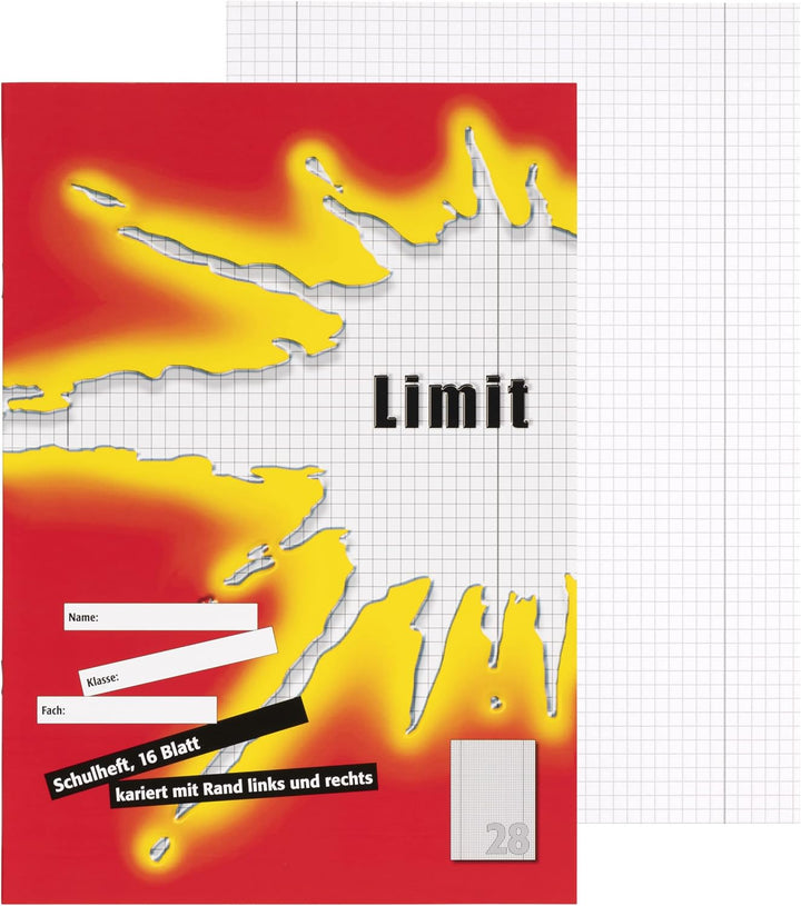 Limit Schulheft A4 kariert, Lineatur 28, 16 Blatt, rot, 10 Stück & Schulheft A4, 16 Blatt, liniert m