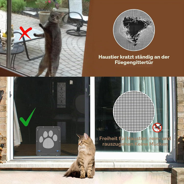 Enjoying Katzenklappe Fliegengittertür Öffnung 20 x 26 cm Hundeklappen für Klein hunde Haustiertor f
