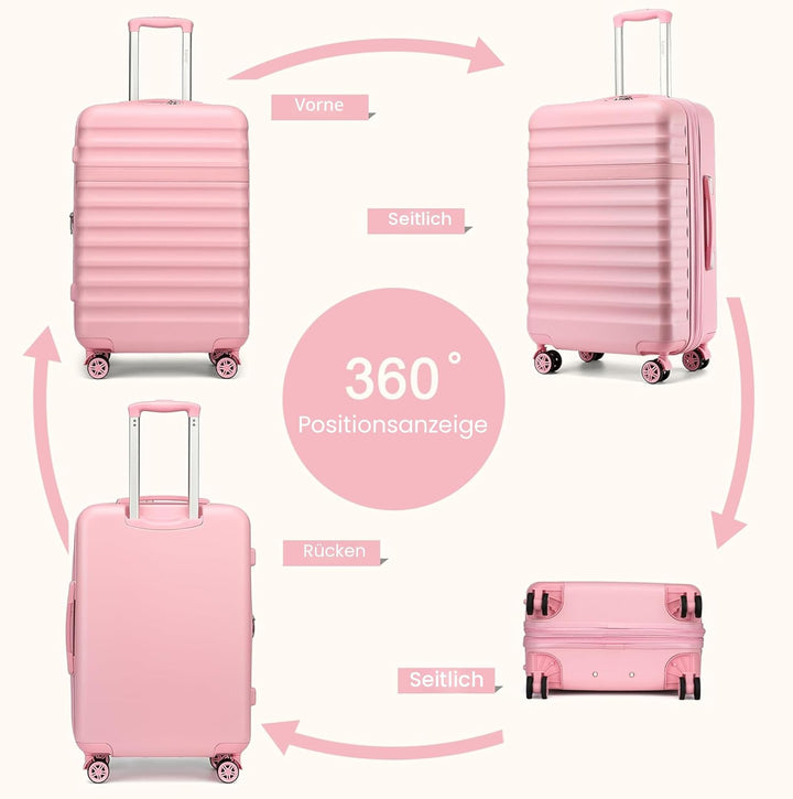 KONO Koffer Trolley Handgepäck Koffer Reisekoffer von ABS+PC Hartschalenkoffer mit 4 Rollen TSA Schl