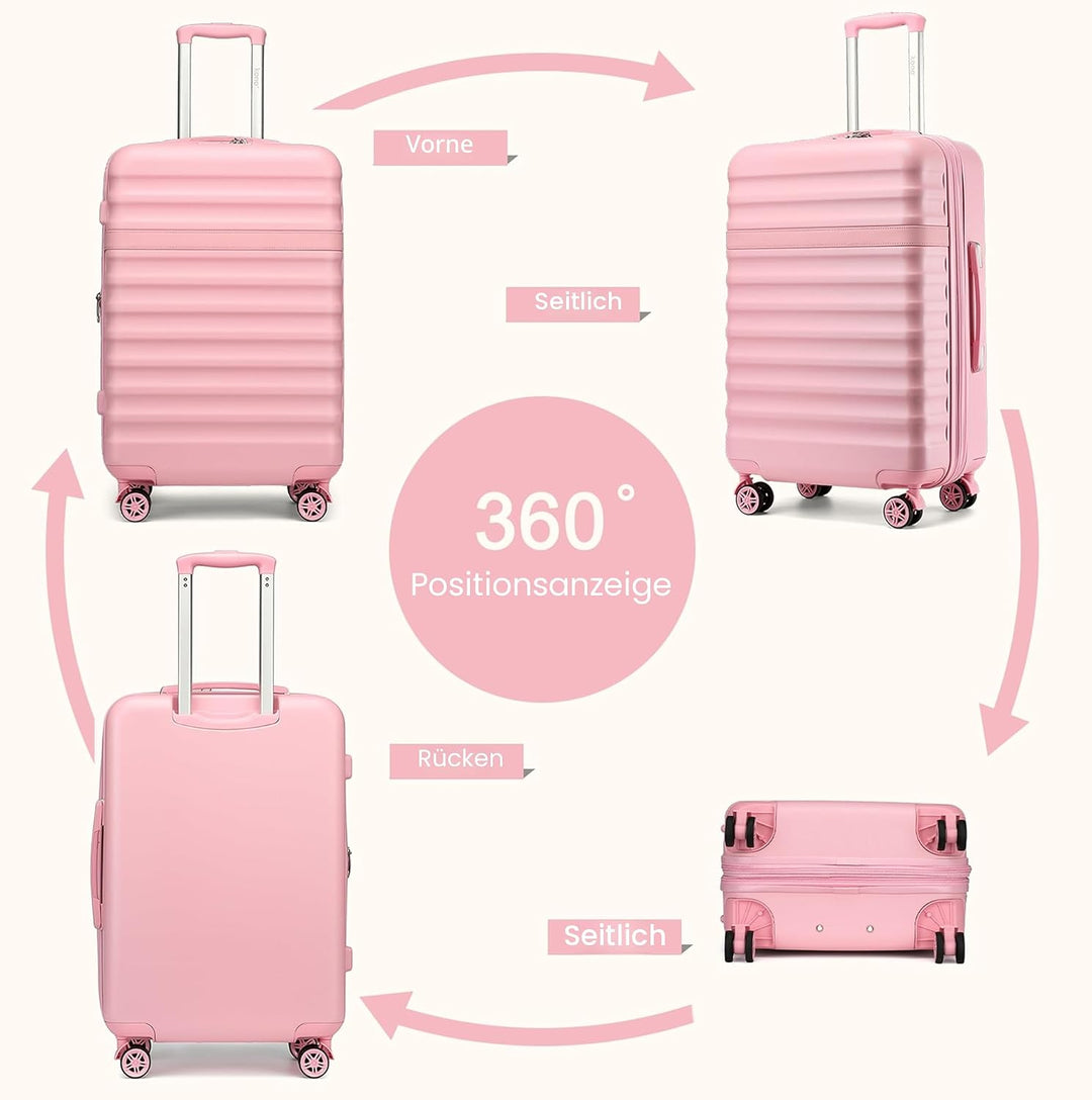 KONO Koffer Trolley Handgepäck Koffer Reisekoffer von ABS+PC Hartschalenkoffer mit 4 Rollen TSA Schl