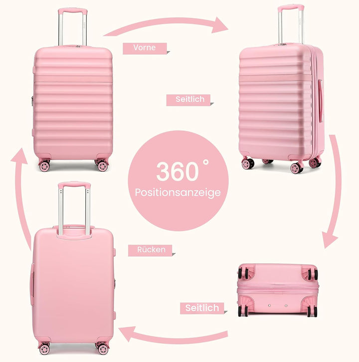 KONO Koffer Trolley Handgepäck Koffer Reisekoffer von ABS+PC Hartschalenkoffer mit 4 Rollen TSA Schl