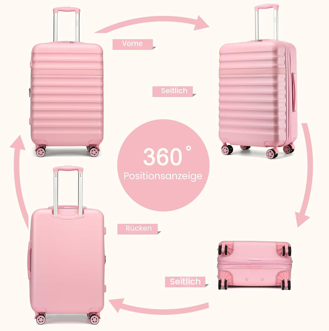 KONO Koffer Trolley Mittelgross Koffer Reisekoffer von ABS+PC Hartschalenkoffer mit 4 Rollen TSA Sch