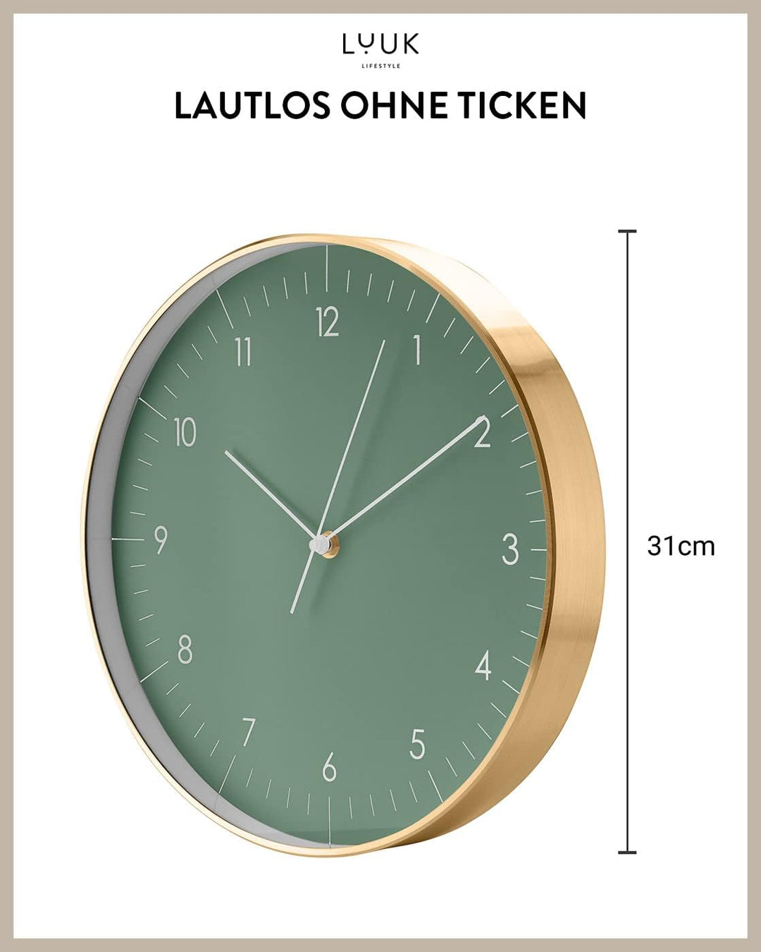 LUUK LIFESTYLE Grosse Wanduhr in nordischem Design, Deko für Küche, Kinderzimmer, Wohnzimmer, Badezi