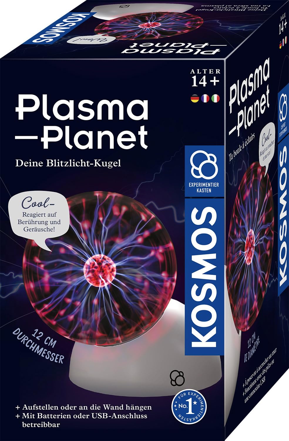 KOSMOS 676896 Plasma Planet, 12 cm Plasmakugel mit Sound-Sensor, Experimentierkasten für Kinder ab 8