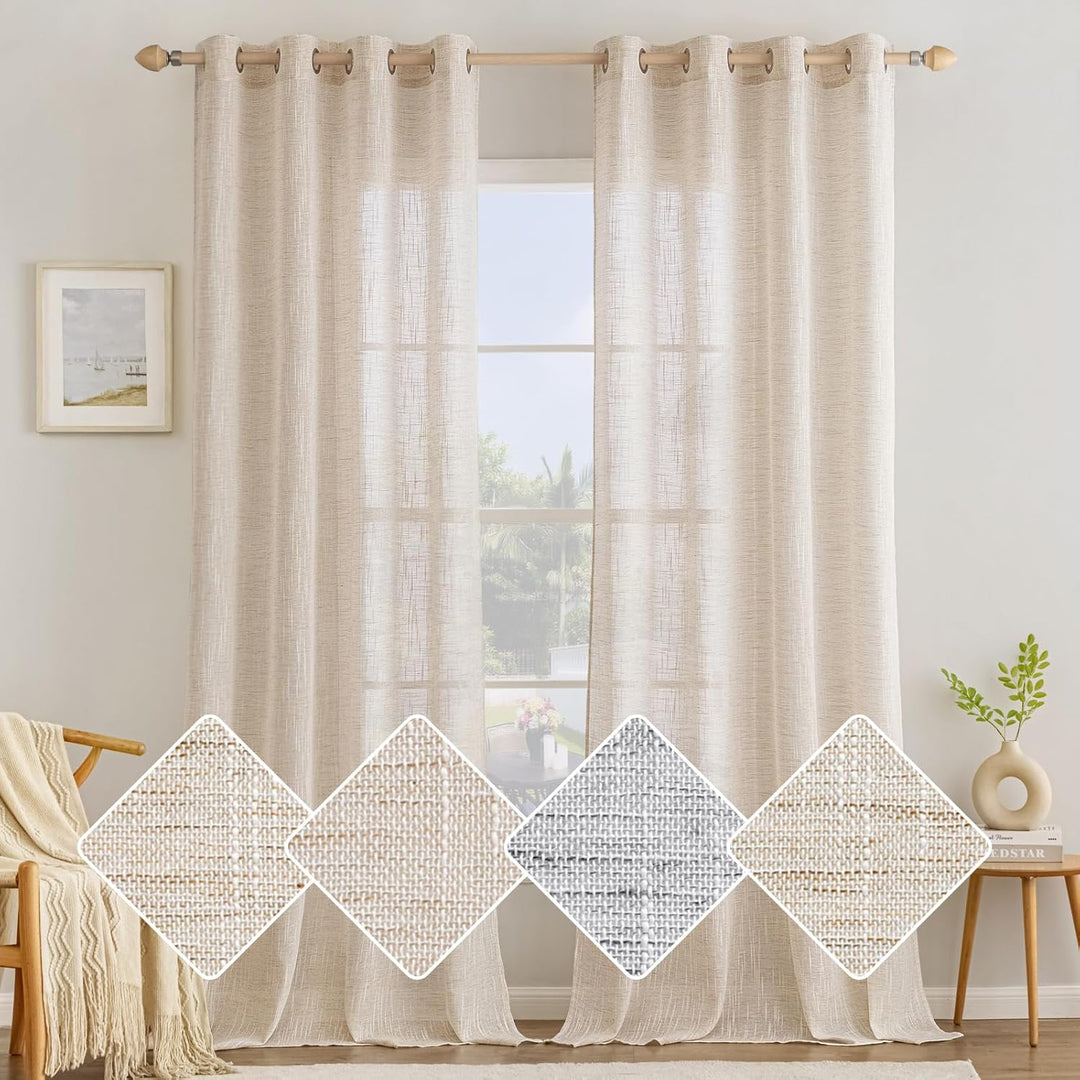 MIULEE Vorhang Gardinen Leinen mit ösen Voile Vorhänge Leinenoptik Gardinen Wohnzimmer Modern Fenste