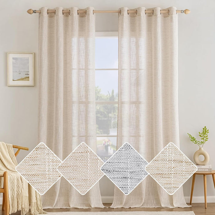 MIULEE Vorhang Gardinen Leinen mit ösen Voile Vorhänge Leinenoptik Gardinen Wohnzimmer Modern Fenste