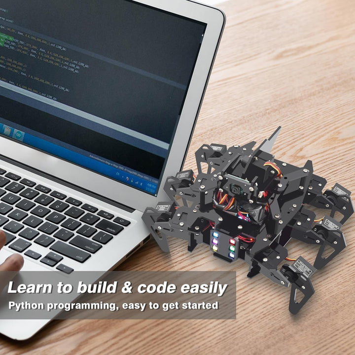 Adeept RaspClaws Hexapod Spider Robot Kit für Raspberry Pi 4/3 Modell B+/B, STEAM Crawling Robot, Op