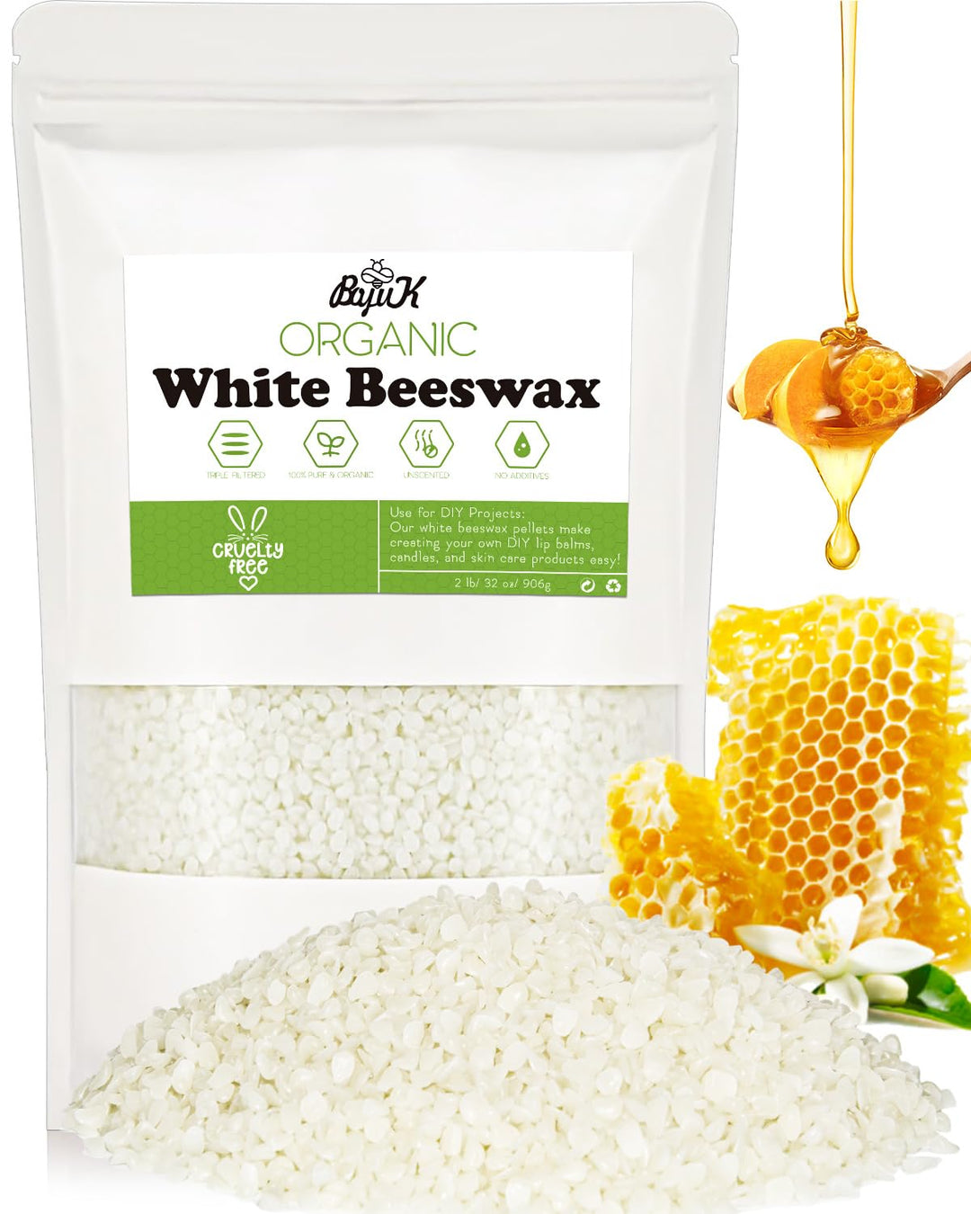Weisse Bienenwachs Pastillen 906G, Kerzenwachs für die Kerzenherstellung, Bienenwachs für Kosmetisch