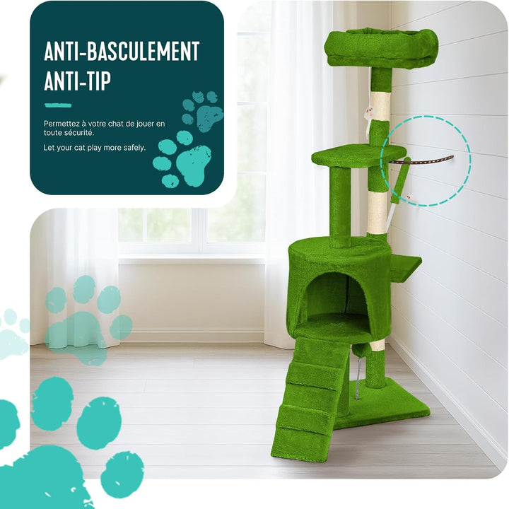 VOUNOT® Kratzbaum Katzenbaum 112 cm hoch, Stabil Mehrstöckiger Kletterbaum Katzenkratzbaum mit Kratz