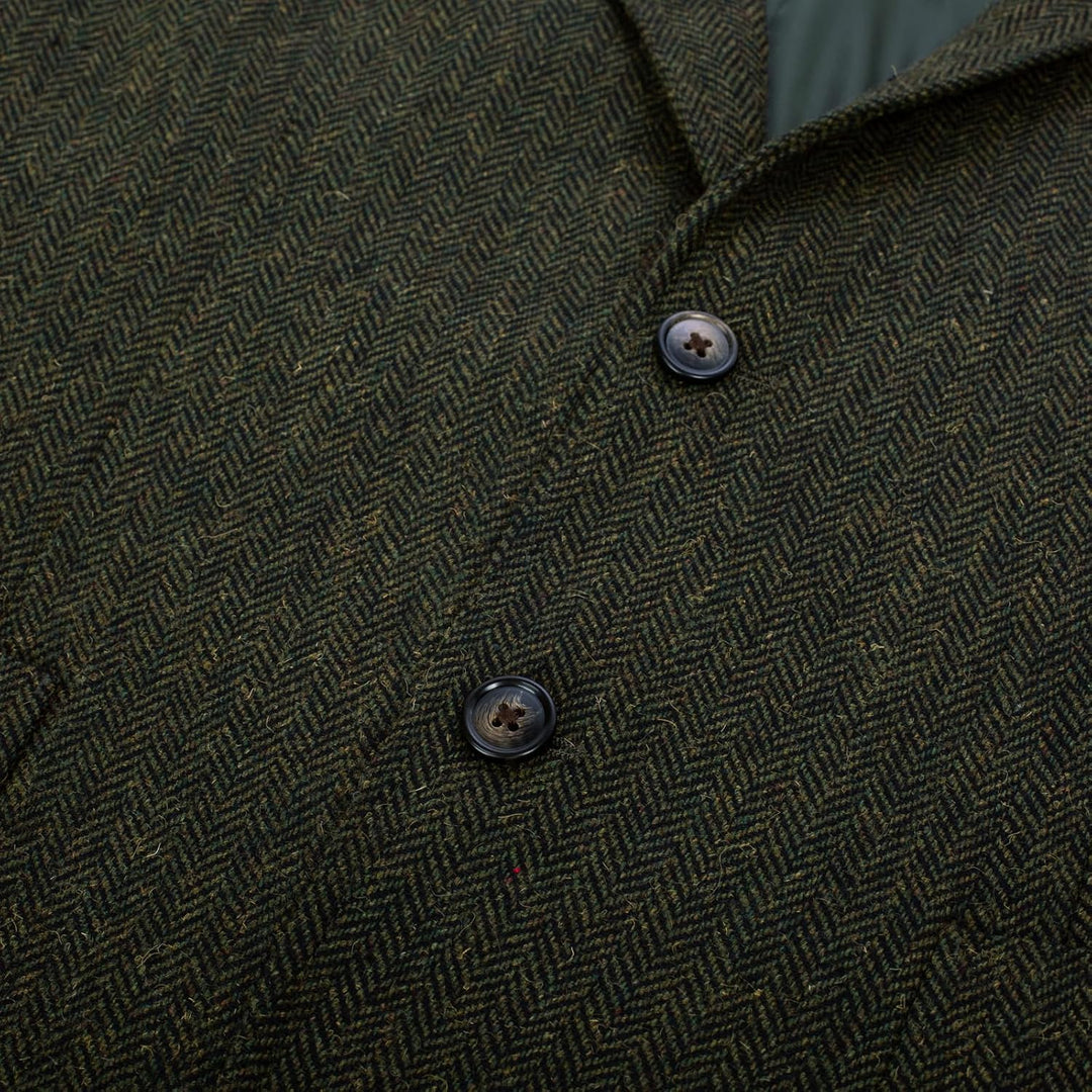 PaulJones Sakko Herren 2 Knöpfe Vintage Blazer Tweed Sakko aus Wollmischung XL Grün, XL Grün