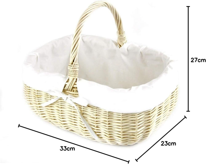 MyBer® Korb Weidenkorb Einkaufskorb Picknickkorb 33/23/13cm (27cm mit Henkel). Stabiler Tragekorb au
