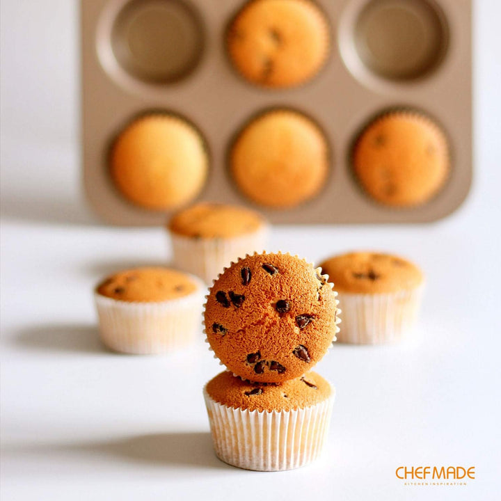 CHEFMADE Muffin Kuchen Pan, 12-hohlraum Nicht-Stick Cupcake Pan Backformen für Ofen Backen (Champagn