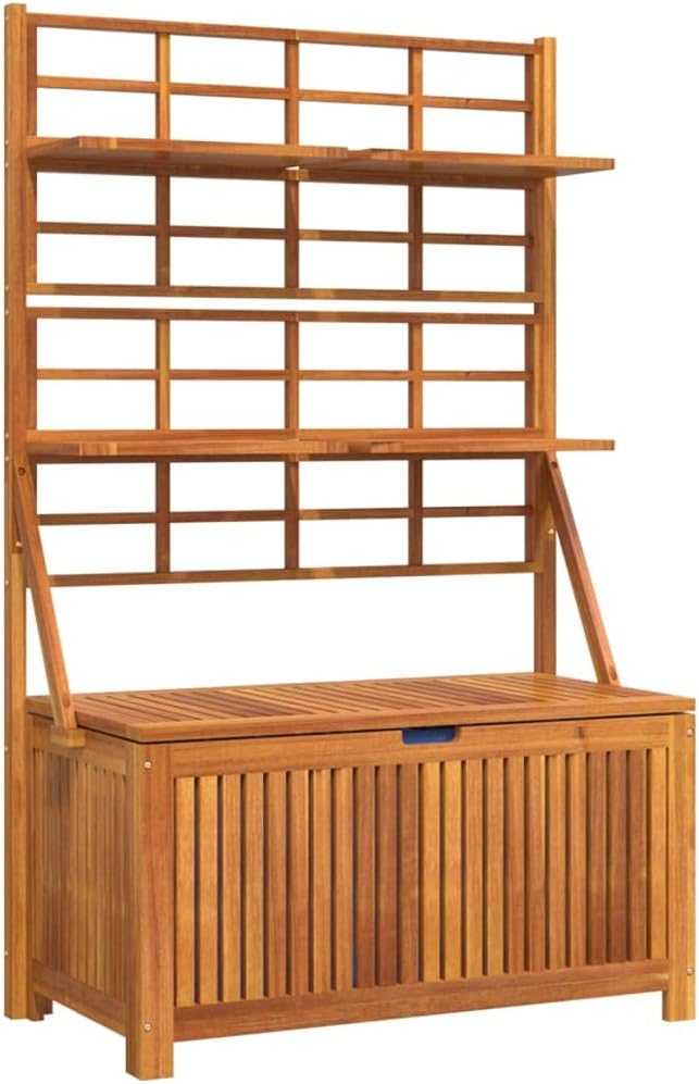 vidaXL Truhe mit Rankgitter Aufbewahrungsbox Auflagenbox Gartenbox Blumenregal Rankhilfe Gartentruhe