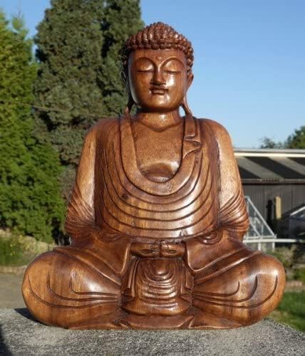 Wogeka Super schöner 40 cm Buddha Meditation Holz Budda Feng Shui BMHU40
