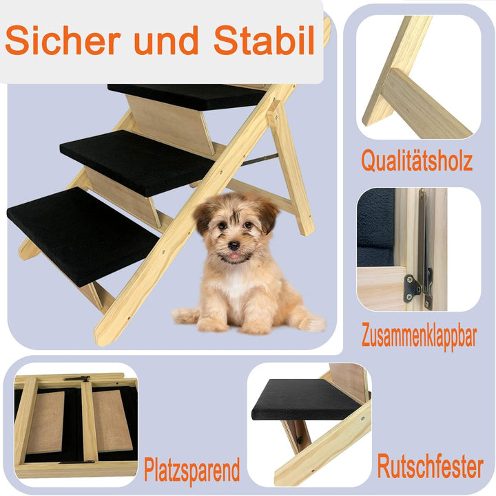 Hunderampe 2 in1 Haustiertreppe 100cm Faltbar Hundetreppe Rampe Hund Anti-rutsch Petwalk Hundeleiter