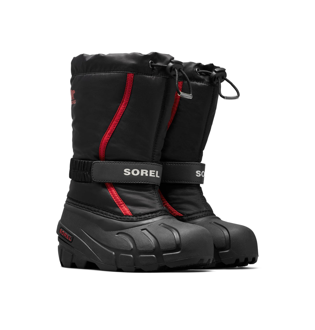 Sorel Flurry Winterstiefel für Kinder 34 EU Schwarz Black X Bright Red Youth, 34 EU Schwarz Black X