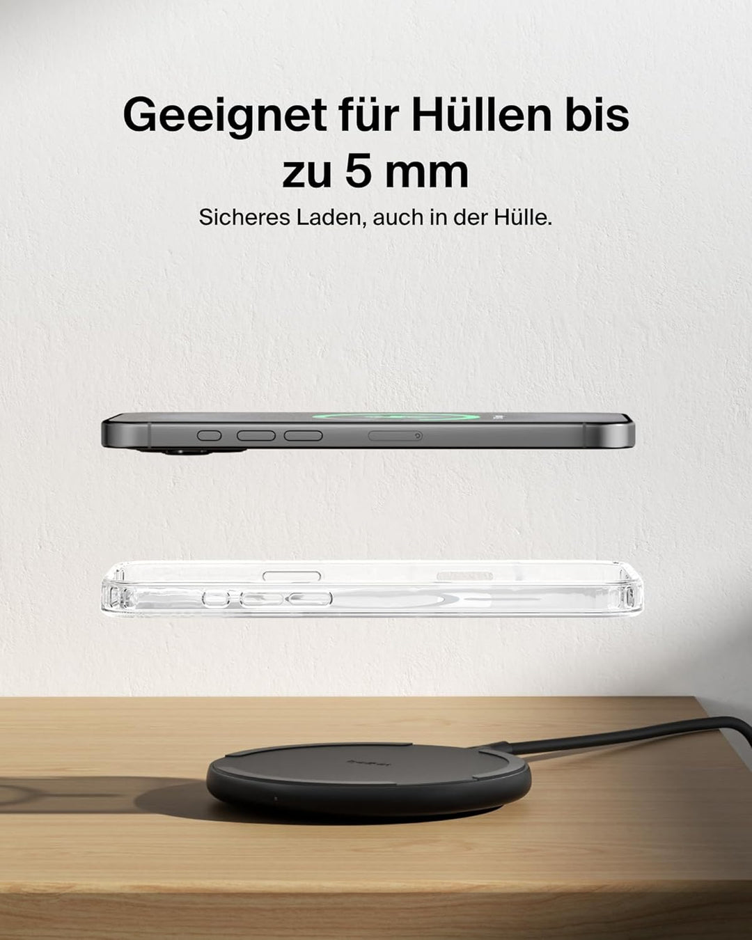 Belkin Kabelloses Ladepad (15 W) – Qi Ladegerät, Qi Ladestation für Apple iPhone 16, iPhone 15/14/13