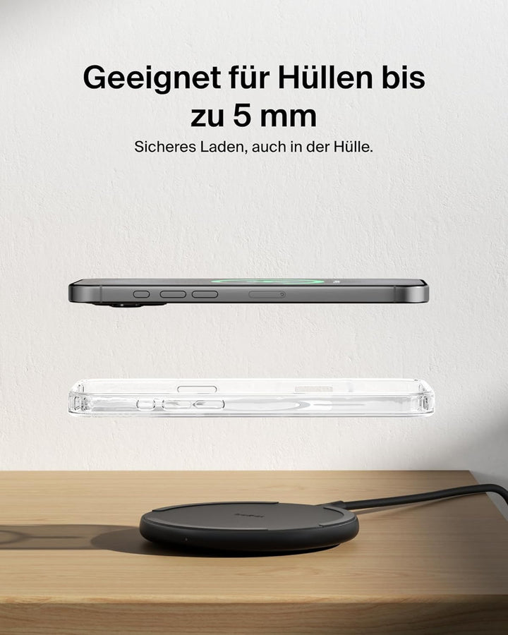 Belkin Kabelloses Ladepad (15 W) – Qi Ladegerät, Qi Ladestation für Apple iPhone 16, iPhone 15/14/13