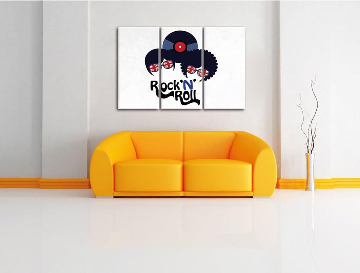 Pixxprint Rock 'n' Roll Schallplatte als Leinwandbild/Grösse: 3 Teilig (120x80) cm/Wandbild/Kunstdru