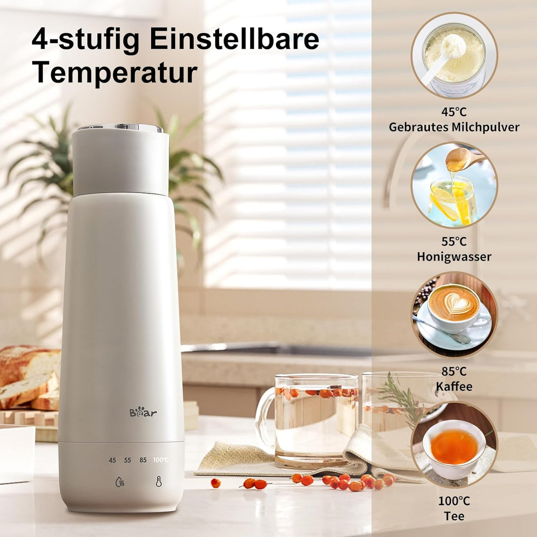 Bear 300ml 4-Temperatur Elektrischer Wasserkocher 3-in-1 Reise Elektrischer Wasserkocher Doppelschic